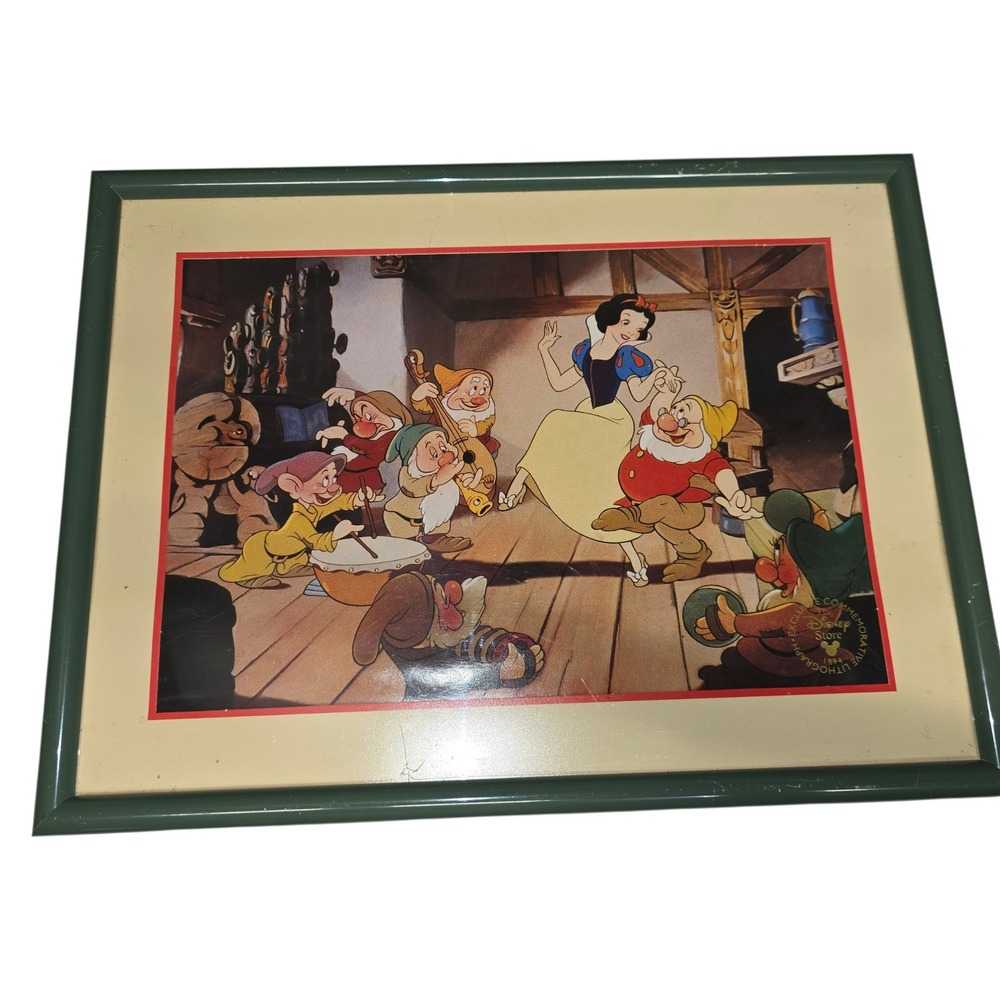 Disney Snow White Seven Dwarfs 1994 Exclusive Commemorative Lithograph Framed